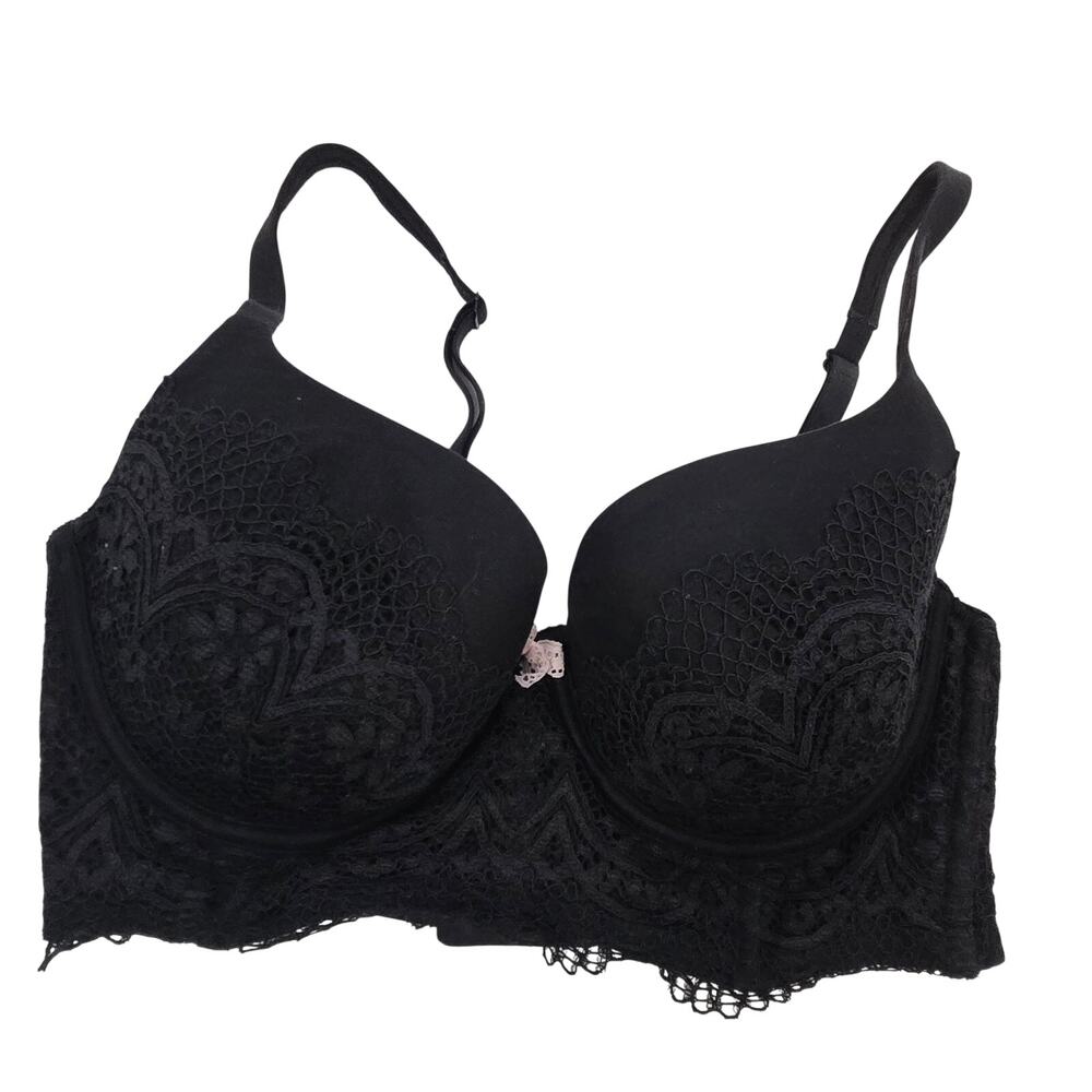 Victoria's Secret Body by Victoria Lined Demi 32DD Black Lace adjustable Straps